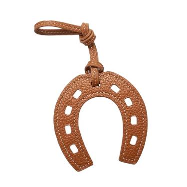 Imagem de Berloque chaveiro ferradura de couro – Acessório unissex dourado para bolsas, bolsas de mão – Amuleto da sorte estilo ocidental, chaveiro para homens e mulheres, pingente de bolsa de couro inspirado