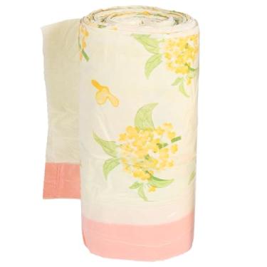 Imagem de 50 sacos de lixo, saco de lixo separado versátil engrossado de plástico, sacos de reciclagem com cordão à prova de vazamento, saco de lixo estampado de flores resistente a rasgos para banheiro