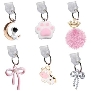 Imagem de Plugue de poeira USB C - protetor de plugue de porta para porta de carregamento, capa antipoeira para dispositivos tipo C, decoração de pingente de telefone para mulheres e meninas, pacote com 6