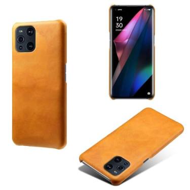 Imagem de Capa para OPPO Find X3,Proteção contra quedas,Casca de volta de cor sólida simples,Design de couro de imitação de plástico-Orange