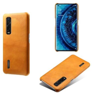 Imagem de Capa para OPPO Find X2 Pro,Proteção contra quedas,Casca de volta de cor sólida simples,Design de couro de imitação de plástico-Orange