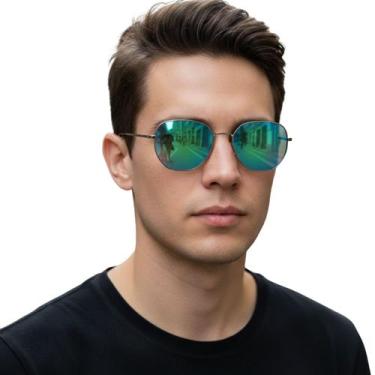 Imagem de Óculos De Sol Aviador Espelhado Clássico Masculino Moderno - EEA SEMI 