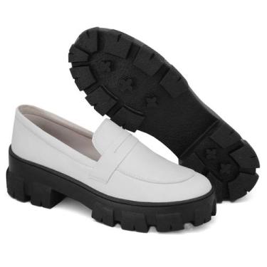 Imagem de Sapato Feminino Oxford Mocassim Casual Tratorado Confortável - Branco 