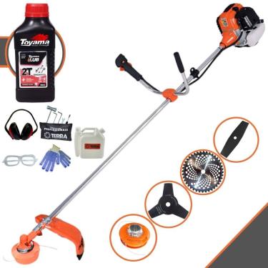 Imagem de Roçadeira Terra GR520XP À Gasolina 52cc 2,5HP Cortador de Grama Com Faca 2 Pontas + Faca 3 Pontas + Faca 40 Dentes + Carretel + ÓLEO TOYAMA 2T + EPI