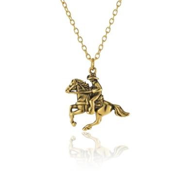 Imagem de Colar de cowboy ocidental com pingente de cavalo para mulheres, Small, Metal, Sem Pedra Preciosa
