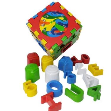 Imagem de Cubo Educativo Divertido Bloco Encaixar 22 Pcs Relógio Didát - Plaspol