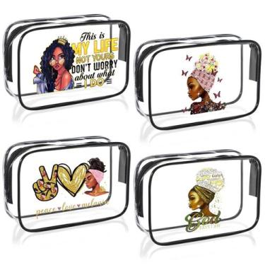 Imagem de Bolsa de maquiagem Sweetude Afro-American Clear Travel 4 unidades