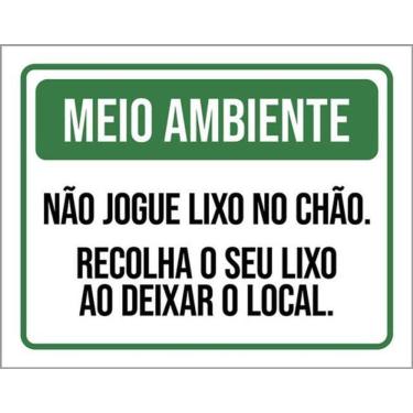 Imagem de Kit 5 Placas Meio Ambiente Não Jogue Lixo No Chão 36X46