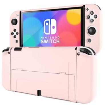 Imagem de MOROCK Protective Case for Nintendo Switch OLED 2021, Ergomomic Grip Hard PC Frosted Back Shell Cover with Silicone Handle, Shock-Absorption and Anti-Scratch, Pink