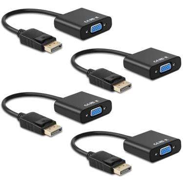 Imagem de Adaptador Ankey Display Port para VGA, pacote com 4 Conversor DisplayPort DP para VGA banhado a ouro (macho para fêmea) para computador, desktop, laptop, PC, monitor, projetor, HDTV, Preto