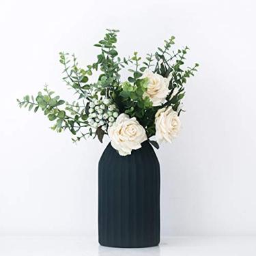 Imagem de DCYEQRQ Conjunto de flores artificiais em vaso de girassol amarelo buquê de flores artificiais decoração de mesa de casamento decoração de casa planta artificial arranjo de flores (B)