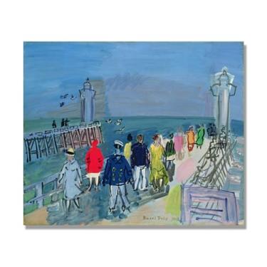 Imagem de NHLDZYH Folhas impressionistas, (o cais de Trouville) de Raoul Dufy, reprodução de quadros, quadros de pinturas famosas, imagem murais quartos. 80 x 96 cm Só tela