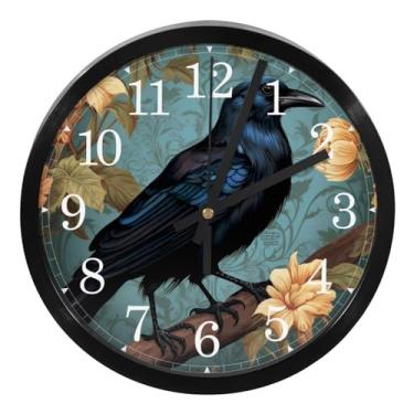 Imagem de LILINWAN Relógio de parede 24 cm sem tique-taque silencioso operado por bateria relógio de parede redondo moderno estilo simples decoração relógio para escritório/escola/quarto/sala de estar