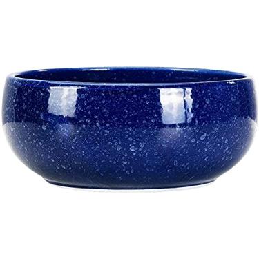 Imagem de Vaso de cerâmica esmaltada, vaso hidropónico, vaso de flores suculentas redondas esmaltadas em azul retro, vaso de bonsai grande não poroso, varanda interior para casa, plantas verdes, Bonsa