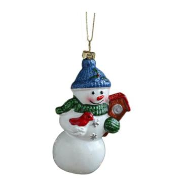 Imagem de rockible Enfeite de boneco de neve de Natal com pingente de corda, decoração de árvore de Natal para festivais, eventos de família e amigos, escritório de, com Relógio