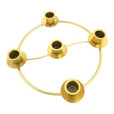 Imagem de Castiçal dourado do Advento, 5 castiçais de guirlanda para decoração de igreja de Natal