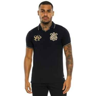 Imagem de Camisa Polo Corinthians Ouro Masculina - FMF, Preto, G