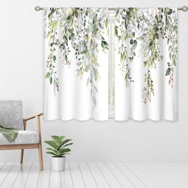 Imagem de Cortinas de janela Oolygoo Sage Green Eucalyptus Leaves 107x114cm