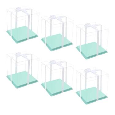 Imagem de Caixa de bolo XININSUN Clear com fita 30 cm 25 cm, papelão, 6 unidades