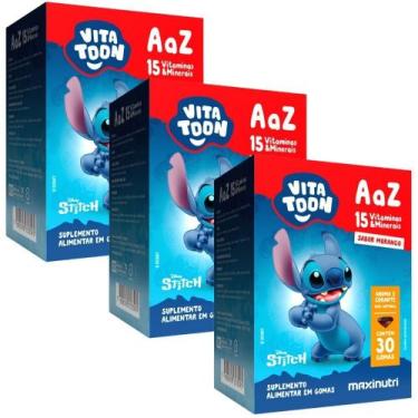 Imagem de KIT 3X Polivitamínico A-Z Kids Vitatton Stitch 30 gomas - Maxinutri, M