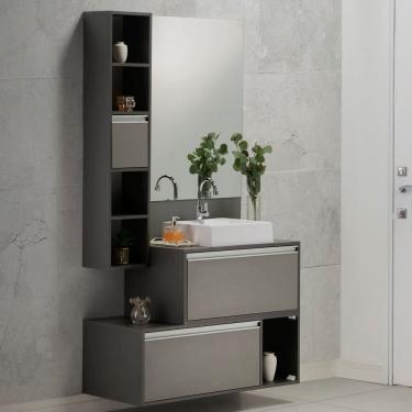 Imagem de Gabinete e Espelheira Plena Superior 120cm Elite Cinza/Verde