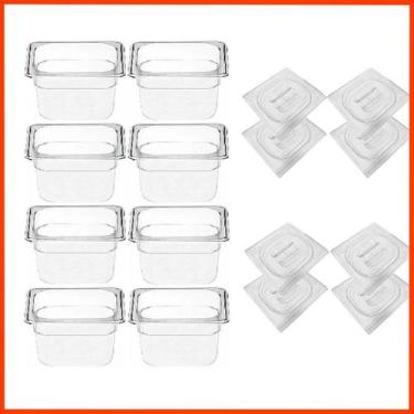 Imagem de Kit de 8 Cubas Gastronômicas Com Tampa Acrilico 1/6 100mm - Zepper