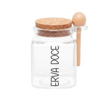 Imagem de Pote Vidro e Cortiça Quadrado (310 ml) Erva Doce - Lyor, Erva Doce