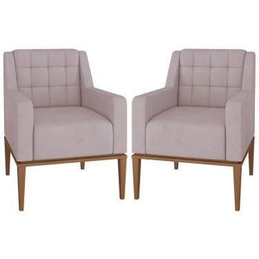 Imagem de Kit 2 Poltronas Decorativas Sala de Estar Madonna Suede Rosê - Gran Belo