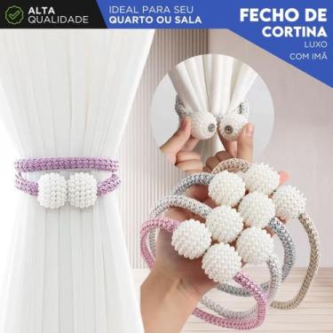 Imagem de Prendedor de Cortina Magnético com Pérolas Luxo Fecho Decorativo com I