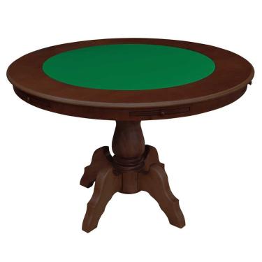 Imagem de Mesa de Jogos Carteado  Montreal 6 Lugares Tampo Reversível com Gavetas Porta Copos Imbuia Gran Belo