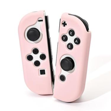 Imagem de DLseego Capa protetora para controles Switch Joy Con, 1 par de capa de silicone macio portátil TPU capa de substituição de cor pura adequada para Switch e modelo OLED Joy Cons - Rosa