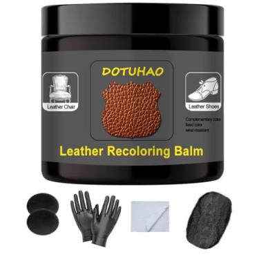 Imagem de DOTUHAO Bálsamo de recoloração de couro e reparo de arranhões - Restaurador multifuncional para sapatos, bolsas, móveis e assentos de carro - tinta e tinta de couro de grau profissional - restaura a