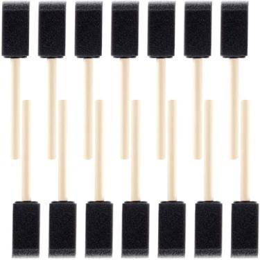 Imagem de SmallCat 14 pincéis de tinta de espuma, pincéis de esponja de espuma de 2,5 cm para vernizes, pincéis de esponja reutilizáveis com alças de madeira para pintura, coloração e artesanato DIY - Preto