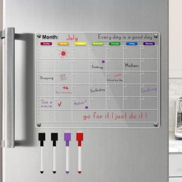 Imagem de Calendário magnético de acrílico JANCHN para geladeira 38x29cm com mar