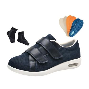 Imagem de Zapatos Diabéticos Personas Mayores Ancho, Zapatos Para Caminar Casuales De Malla Transpirables Ajustables Anchos Para Diabéticos Hombres, Acogedora Ortopedia Edemas Artritis Dolor(Dark blue,38 EU)