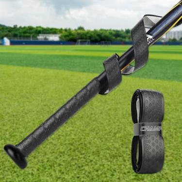 Imagem de Fita adesiva preta – Fita antiderrapante para taco de beisebol e softball, envoltório perfurado acolchoado, instalação autoadesiva rápida