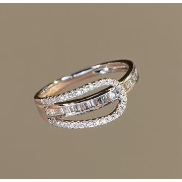 Imagem de Anéis de noivado de zircônia cúbica banhados a prata, alianças de compromisso, festas noturnas, presentes de dia dos namorados, alianças de eternidade para mulheres, 7, Cobre, Sem pedra preciosa