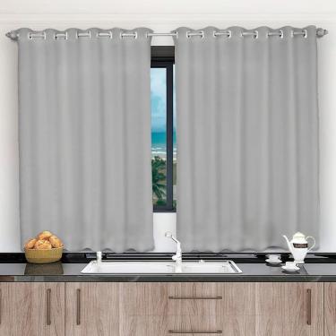 Imagem de Cortina 2,00x1,20 Janela Sala Quarto Cozinha Tecido Liso Cor:cinza
