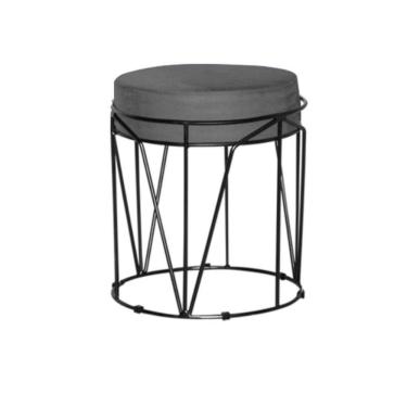 Imagem de Puff Aramado Com Armação Preto Em Tecido Suede Para Sala