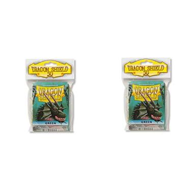 Imagem de Pacote com 2 pacotes Dragon Shield Classic 50 ct verde tamanho padrão mangas para cartão pacote individual