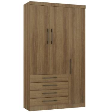 Imagem de Guarda Roupa Modulado 132cm 3 Portas E 4 Gavetas Paris Luciane Móveis Avelã Pf Com Avelã Pf