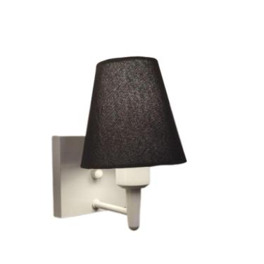 Imagem de Arandela Quadrada Md-2034 Branco Cúpula Em Tecido Cone Preto - Bivolt