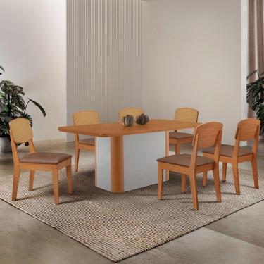 Imagem de Mesa De Jantar Isadora 180cm Tampo Mdf Laminado Tork Naturale Off White