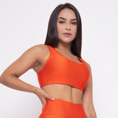 Imagem de Top Fitness Malha Trilobal Canelado Feminino Alça Larga - C&M Fitness,