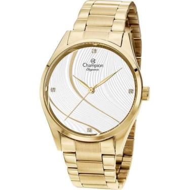 Imagem de Relógio CHAMPION feminino dourado strass analógico CN24655H