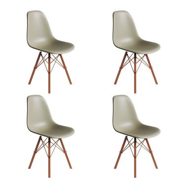 Imagem de Conjunto 4 Cadeiras Eames Estilo Moderno Em Ferro Cobre Com Assento Fendi