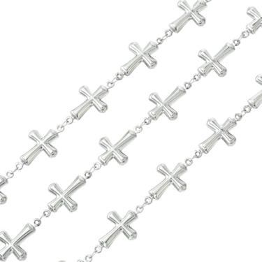 Imagem de KitBeads Correntes cruzadas de 1 metro a granel de aço inoxidável para fazer joias, pulseiras de prata, colares e suprimentos de artesanato