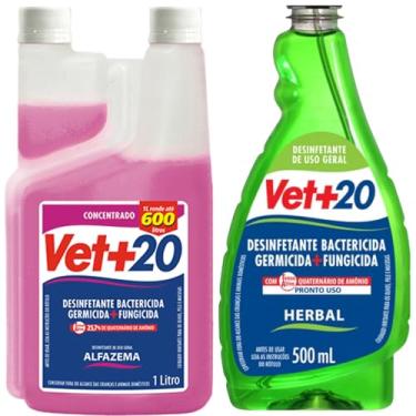 Imagem de Desinfetante Bactericida Concentrado Cães Casa Vet+20 Alfazema 1L + Herbal 500ml