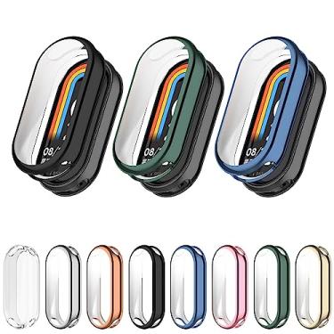 Imagem de Pacote com 3 capas protetoras de tela Mi Band 8, capa protetora de TPU macio curvo 3D cobertura total HD antirarranhões moldura bumper