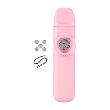 Imagem de harayaa Kazoo profissional com 5 membranas de substituição, alça para o pescoço, brinquedo musical fácil de transportar e aprender, ideal para sala de aula, Rosa